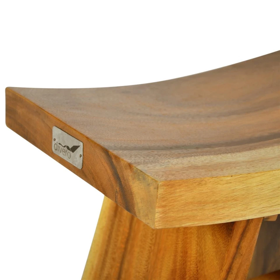 DIVERO Hocker Suar Holz Sitzhocker Holzhocker massiv reine Handarbeit behandelt - Bild 3 von 4