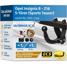 ANHÄNGERKUPPLUNG starr für Opel Insignia B Sports Toure ab 17 +7polig E-Satz ABE