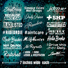 Jdm 10 Random Pack White Stickers Decal Vinyl Car Lot Euro Low Boost Stance