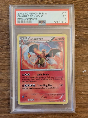 2012 Pokemon B&W PSA 1 Charizard Cosmos Holo #20 BCR POOR PR FRESH CASE