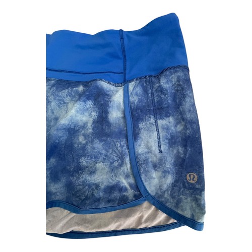 Lululemon Speed Up Running Shorts Womens Size 8 Blue Multi Lined - Picture 2 of 5