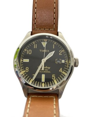 Timex tw2p84600 Quartz Analog Wristwatch Black Dial Brown Strap
