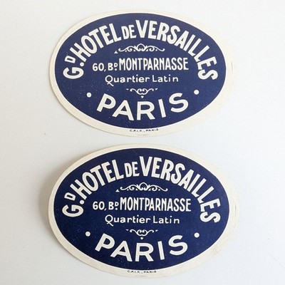 Lot of 2 Grand Hôtel de Versailles Paris Labels Unused c1930s Travel Ephemera