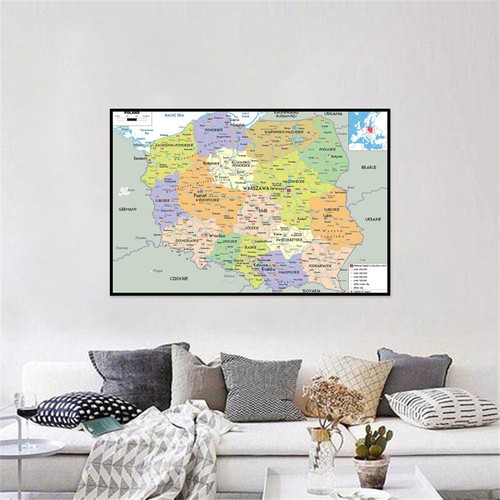 A1 A2 A3 Mapa de Polonia Administrativo Arte de Pared Póster Telón de Fondo Impresiones Decoración - Imagen 3 de 10