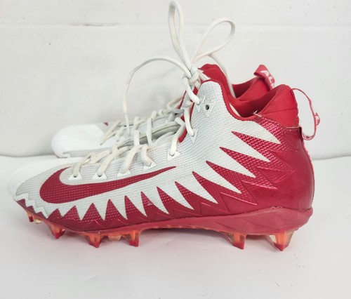 Nike Alpha Menace Pro Mid Hai Fußballschuhe Herren Größe 10 weiß rot geformt - Bild 4 von 10