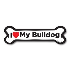 I Love My Bulldog Dog Bone Car Magnet - 2x7 Dog Bone Auto Truck Decal Magnet