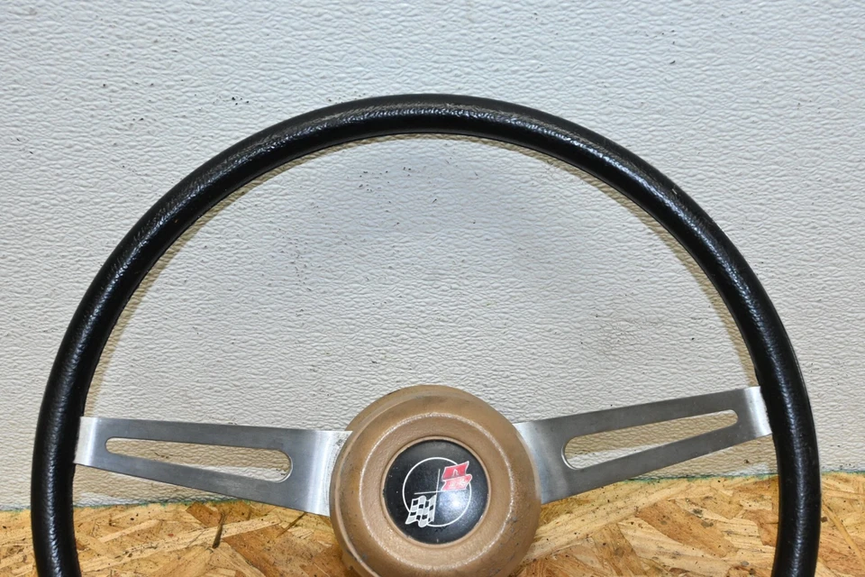 Chevy Corvette C3 1969-1975 conjunto de volante de cuero de 3 radios negro OEM 7 k Foto 2 de 4