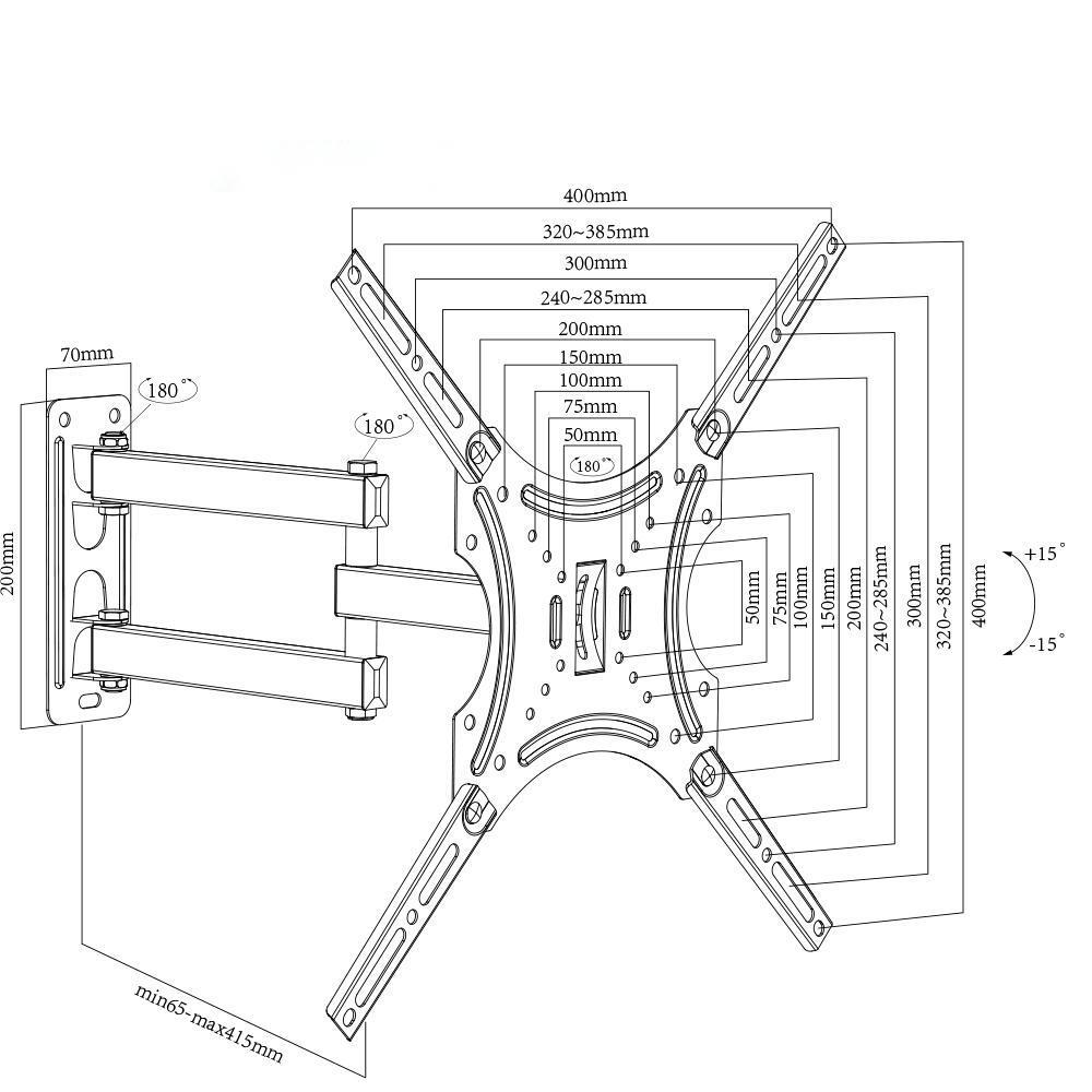 Full Motion TV Wall Mount Bracket Swivel Tilt 17 32 37 40 42 50 52 55
