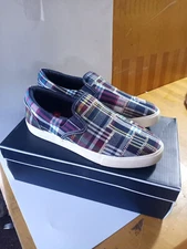 CLUB ROOM  Tate MEN'S Madras Plaid loafers Casual Shoes BLUE SIZE  9.5M NWB