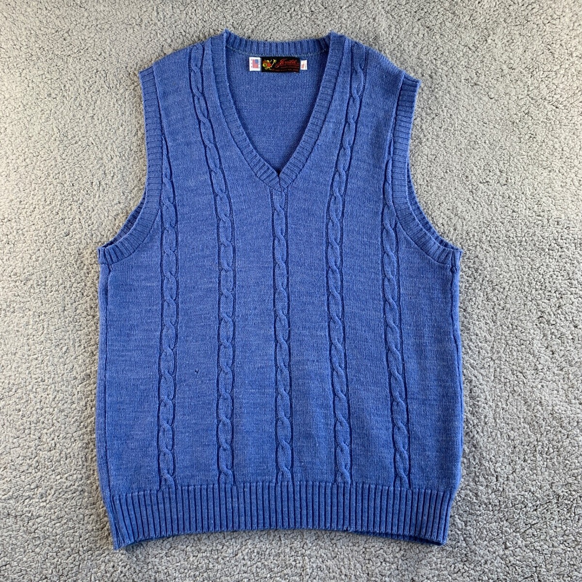 Vintage Jersild Sweater Vest Mens 2XL Blue Cable Knit USA