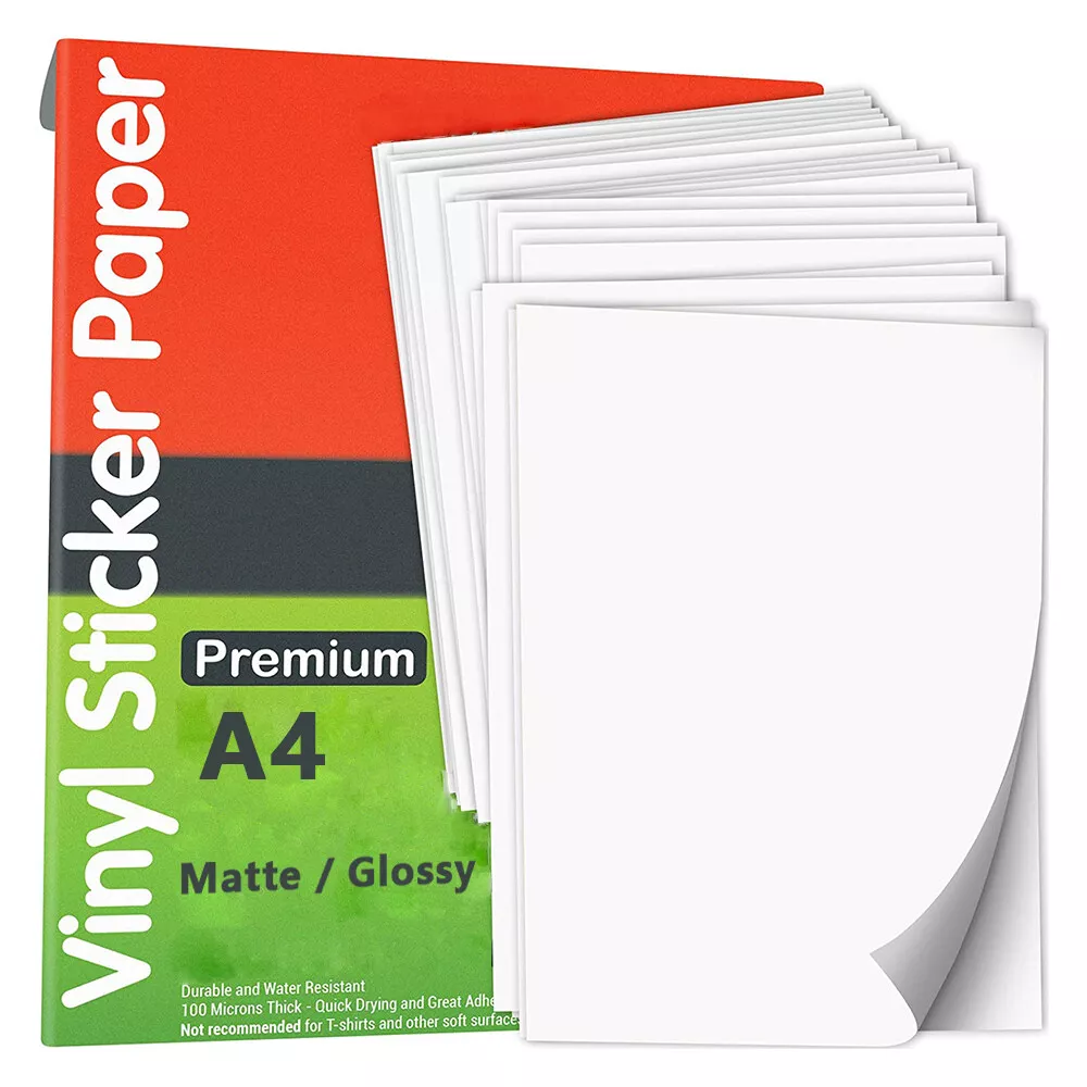 Vinyl Sticker Paper A4 Self-adhesive Glossy Matte White InkJet