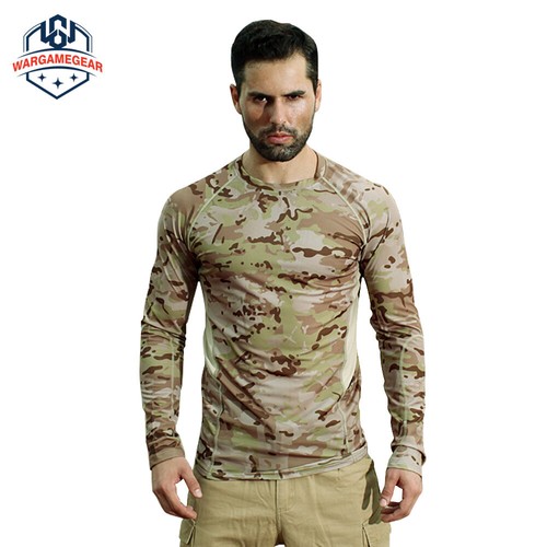 Men Tactical T-Shirt Long Sleeve Tops Military Combat Casual Camo outdoor Hiking - Picture 19 of 29