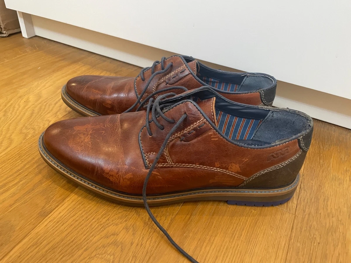 Schuhe Lederschuhe AM Shoe Deichmann Gr. 41 braun blau | eBay