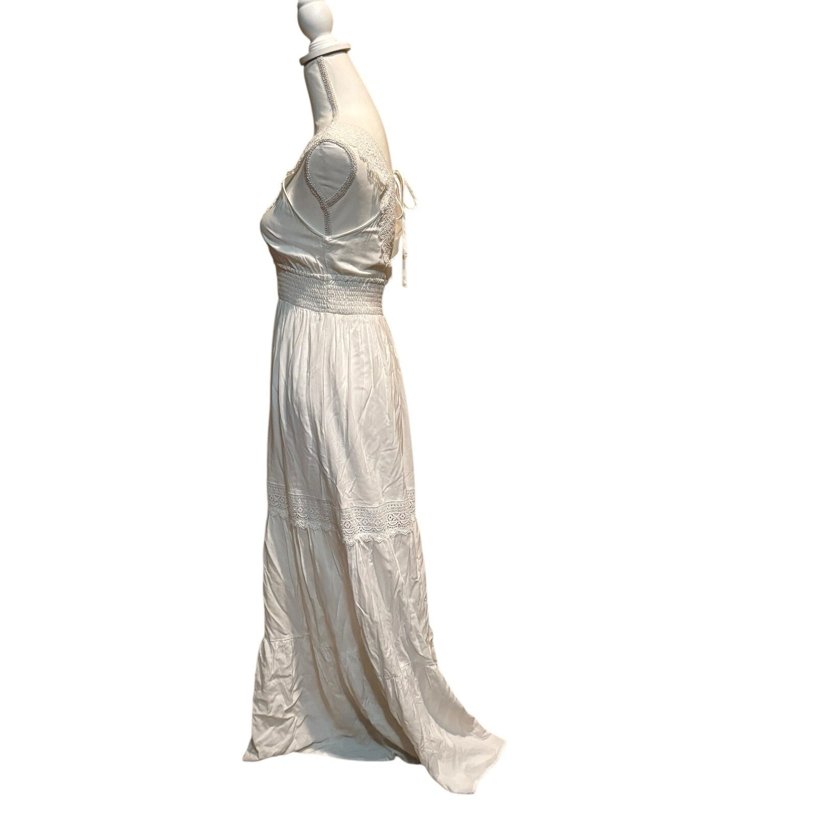 OFF WHITE Max abito donna Altar'd State bianco sporco 100% cotone nuovo con etichetta taglia XS dettaglio pizzo