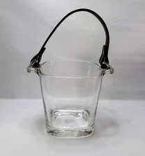 ARTE ITALICA GIORGIO GLASS ICE BUCKET WITH LEATHER STRAP MADE IN ITALY MCM Metal