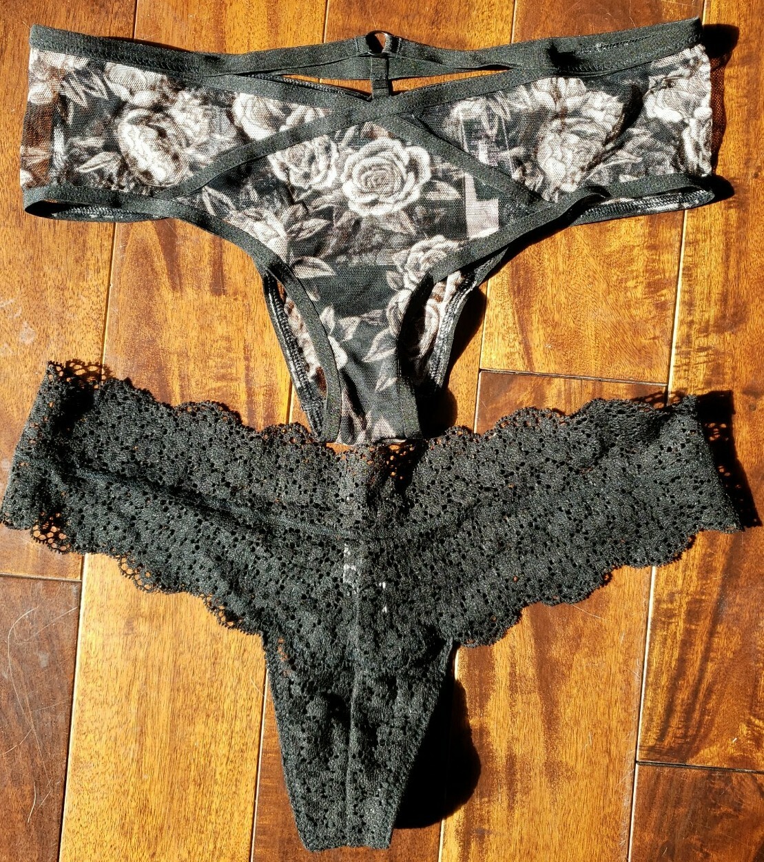 2Vtg Victoria's Secret sheer THONG Cheeky Panties fl… Gem