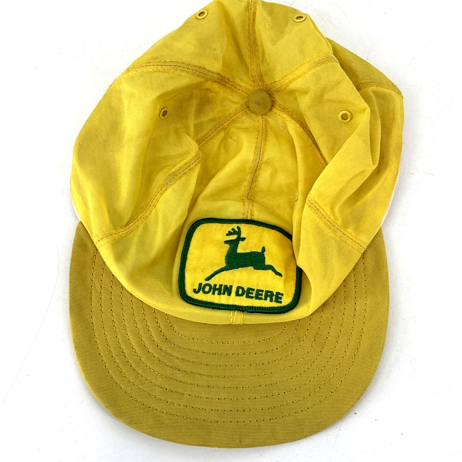 VTG JOHN DEERE Snapback Trucker Hat Patch Yellow … - image 2