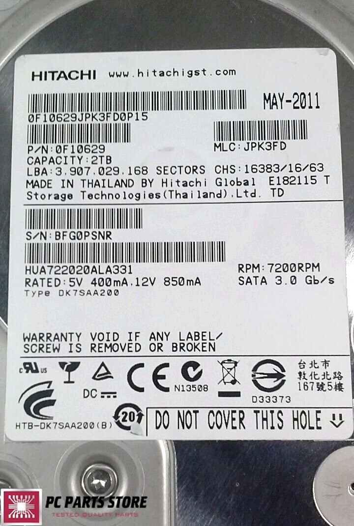 Hitachi Ultrastar 2tb Internal 7200rpm 3.5