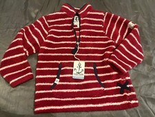 Image of LAZY JACKS fleece top red with white stripes & half zip up Age 7/8
