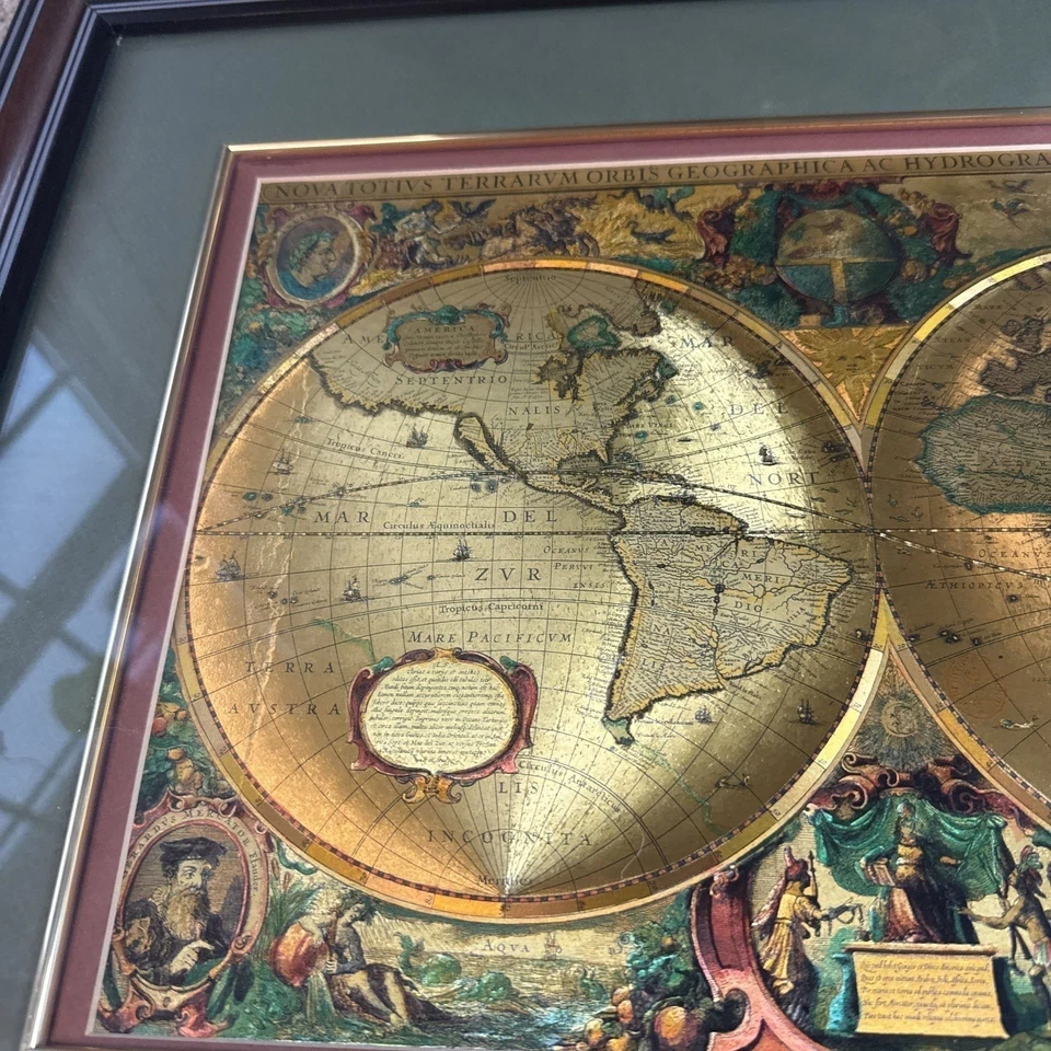 Nova Totivs Ornate Framed World Map, Art Vintage Style Gold Foil Cartography - Image 2 of 4