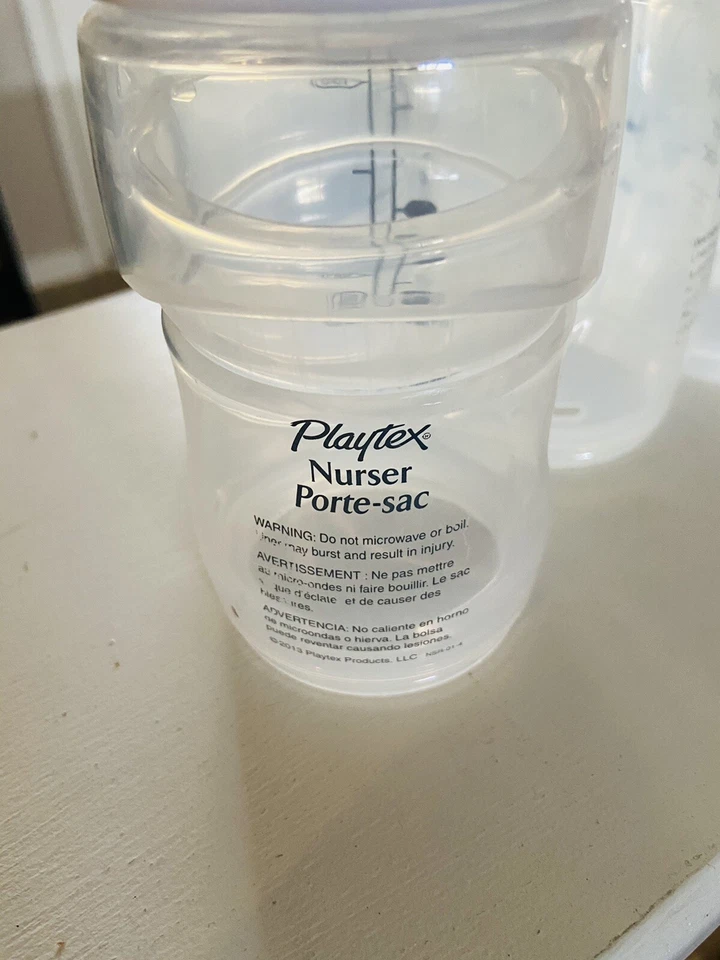 Lot of 6 Playtex Nurser Drop In Bottles W/ Lids, 4oz (2), 8 Oz (4) Bottles* - Image 2 of 4