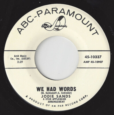  JODIE SANDS We Had Words/Uno Momento ABC Paramount DREAMY TEEN 1962 45RPM 