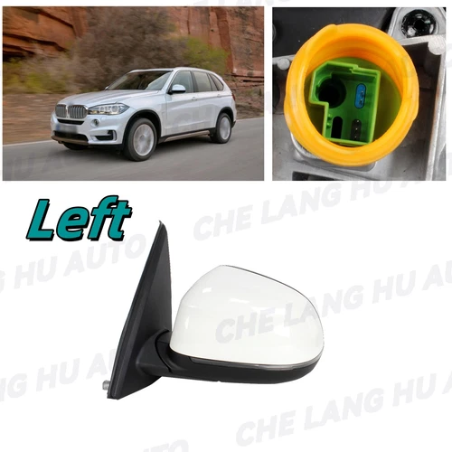For BMW X5 F15 14-17 Left Driver Side Mirror White Heated Blind Line Turn Light