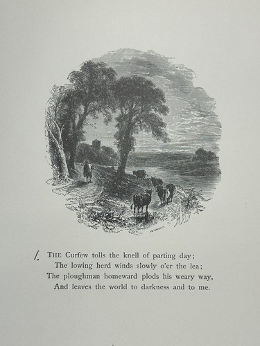 Antique Thomas Gray Elegy 1883 Estes Lauriat Book Hardcover Country Churchyard - Picture 9 of 22