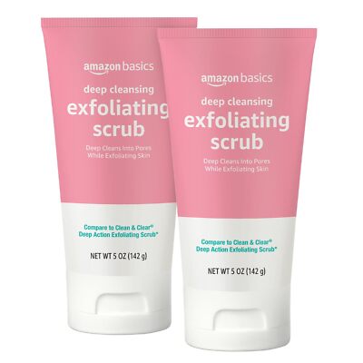 Amazon Basics Deep Cleansing Exfoliating Scrub Unscented 5 Ounce Pack of 2