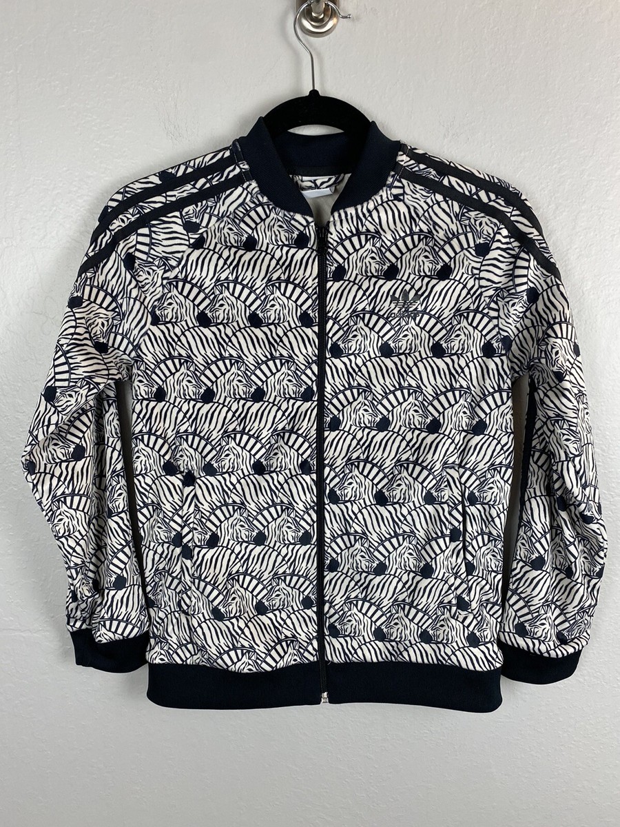 Adidas Youth Unisex Superstar Track Zip Jacket Zebra Velour