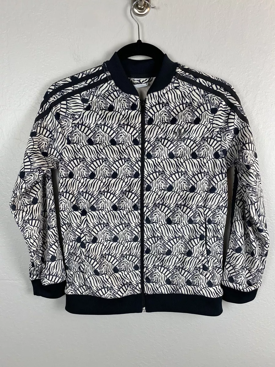 Adidas Youth Unisex Superstar Track Zip Jacket Zebra Velour Trefoil M 11 12Y