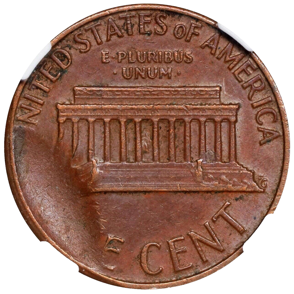 1975 D Lincoln Cent NGC AU58BN CUD Obverse Die Break Coin 1C Mint