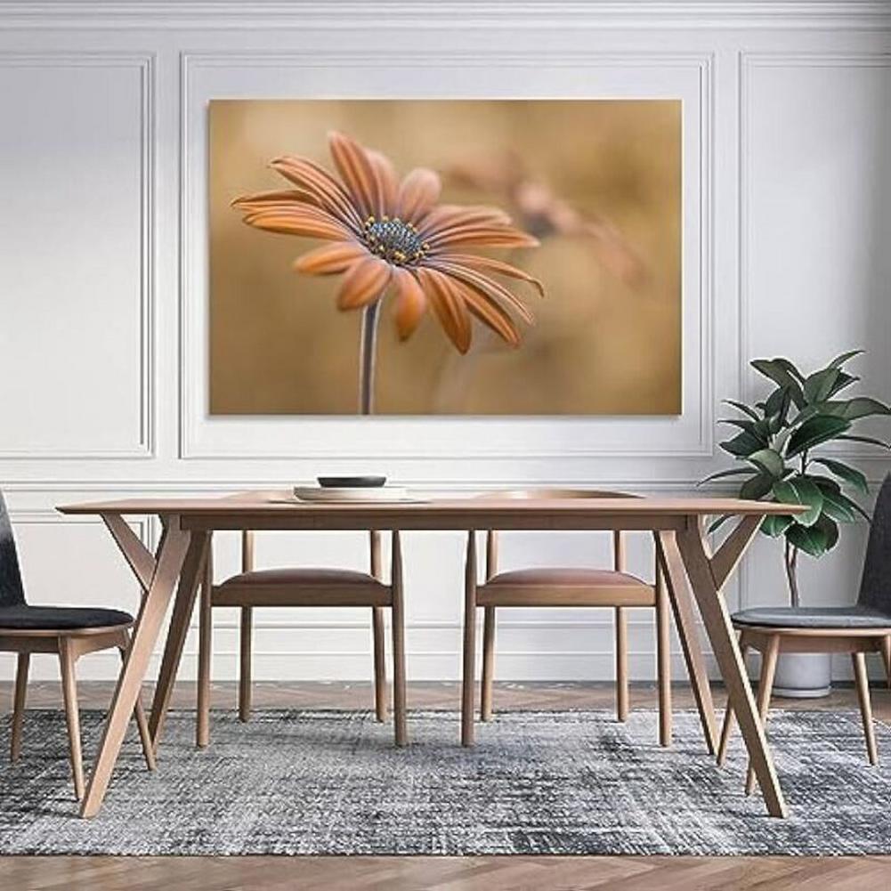 Flowers Wall Decor Art Poster Orange African Daisy Painting Canvas Wall