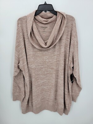 Torrid Sweater Womens Plus 3X Heather Brown Cowl Neck Super Soft Plush Beachy