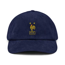 France EURO 2024 Minimalist Design Embroidered Corduroy Hat Soccer Football Cap