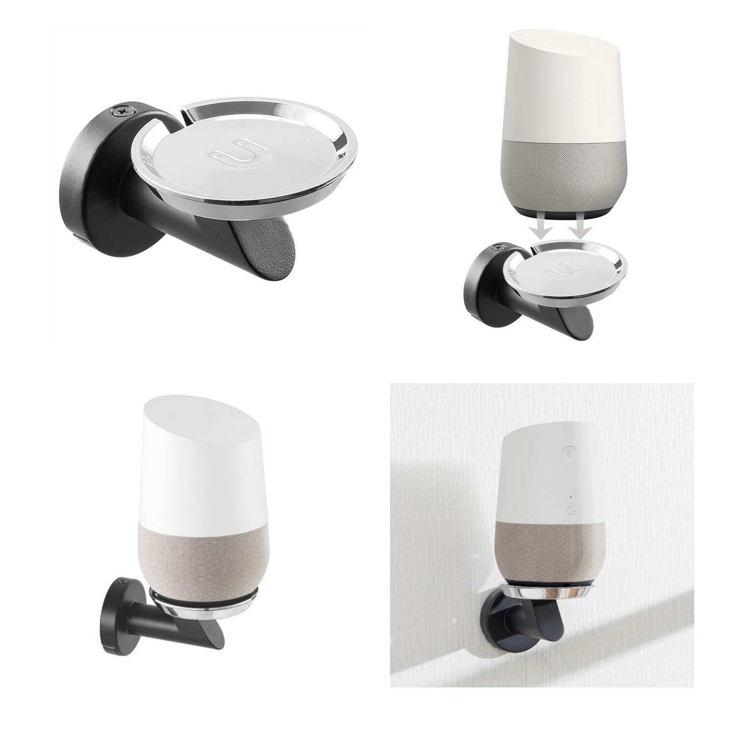 Support Google Home Maclean MC-857 noir avec gestion de câble