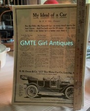 PUBLICITÉ IMPRIMÉE REO la cinquième voiture "Mon idéal de voiture" - 1912 ~~ r.e. Ancien