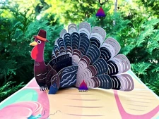 3D Pop Up Greeting Card Thanksgiving Turkey Holidays Gift Handmade Family Friend