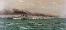 German Deep Sea Fleet Skagerrak Battle Painting by Claus Bergen Reproduction