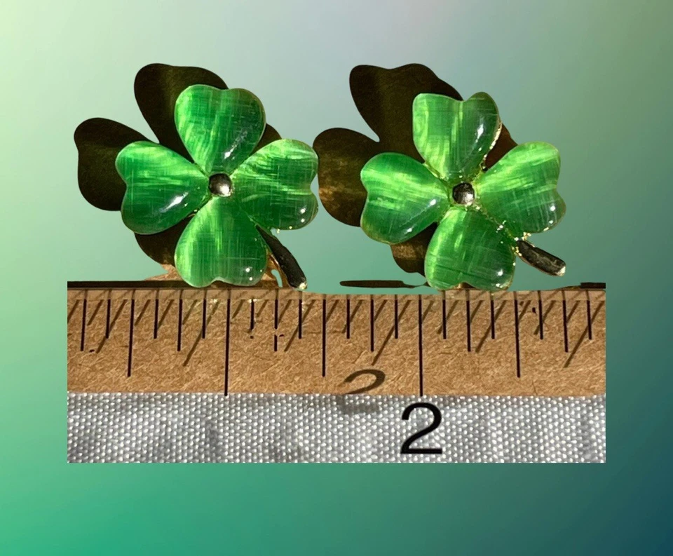 Новый St Patricks день изящный ирландский трилистник зеленый серьги-гвоздики весна полупрозрачный - Изображение 4 из 4