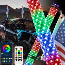 3FT Thick LED Whip Spiral Chasing RGB Fat Whip Lights For Can Am Polaris RZR UTV