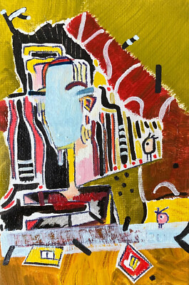 Face the time: oil painting on canvas (6'' x 4'')