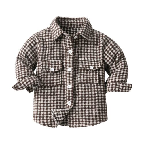 Toddler Baby Boys Girls Plaid Flannel Shirt Jacket Button Down Long Sleeve Tops - Picture 16 of 37