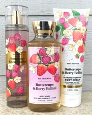 BUTTERCUPS & BERRY BELLINI Body Wash Gel + Body Cream + Fragrance Mist SET of 3