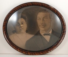 Antique Black Americana Couple Photo Portrait Domestics? Oval Frame 15 x 18