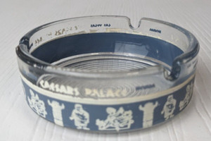 Vintage Caesars Palace Casino Ashtray Las Vegas Blue/Gray White Glass MANCAVE!