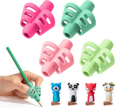 - Pencil Grips for Kids Handwriting, 4 Pack with 4 Clips  Spring Colors, Flexib