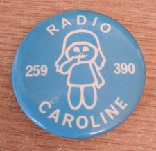Rare Radio Caroline Pin Badge, Circa 1973,  Used Good Condition