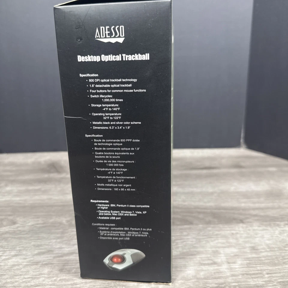 iMouse T1 Desktop Optical Trackball Adesso Mouse USB Mac Windows - Image 4 of 4