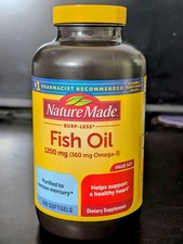 Nature Made Burp-Less Fish Oil 1200 mg 360 mg Omega-3 Softgels, 200ct